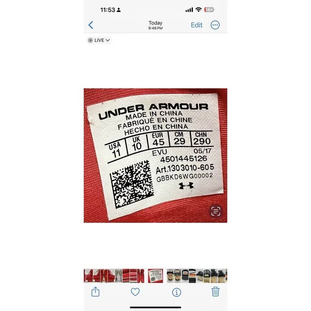 Under Armour Mens Hi-Top Basketball‎ Shoes 11 - Red